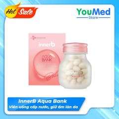 Viên uống InnerB Aqua Bank cấp nước giữ ẩm chiết xuất Axit Hyaluronic (Hộp 56 viên)
