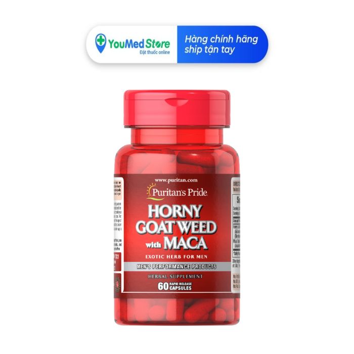 Viên Uống Tăng Cường Sức Khỏe Nam Giới Puritans Pride Horny Goat Weed With Maca 500 Mg 75 Mg 4249